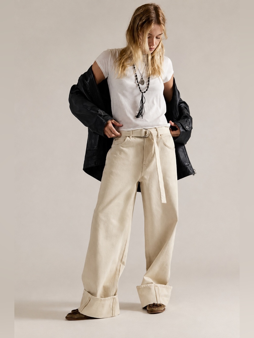 NWT FREE PEOPLE WE THE FREE East Bay Cuffed Jeans | White/Blanc MSRP $128 30